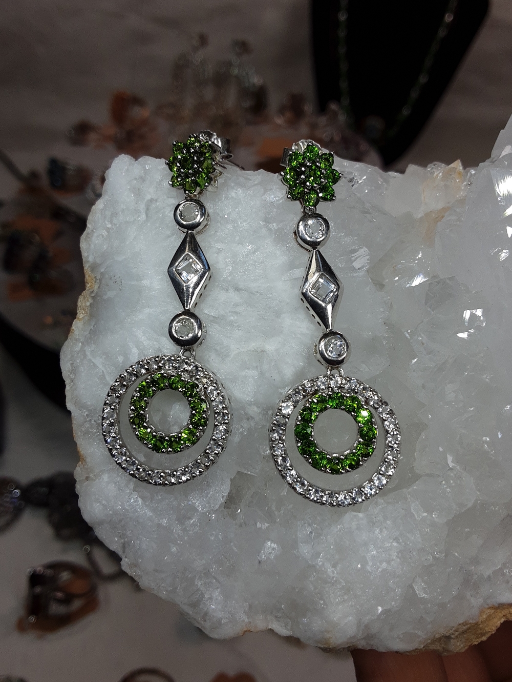925 Chrome Diopside Earrings.